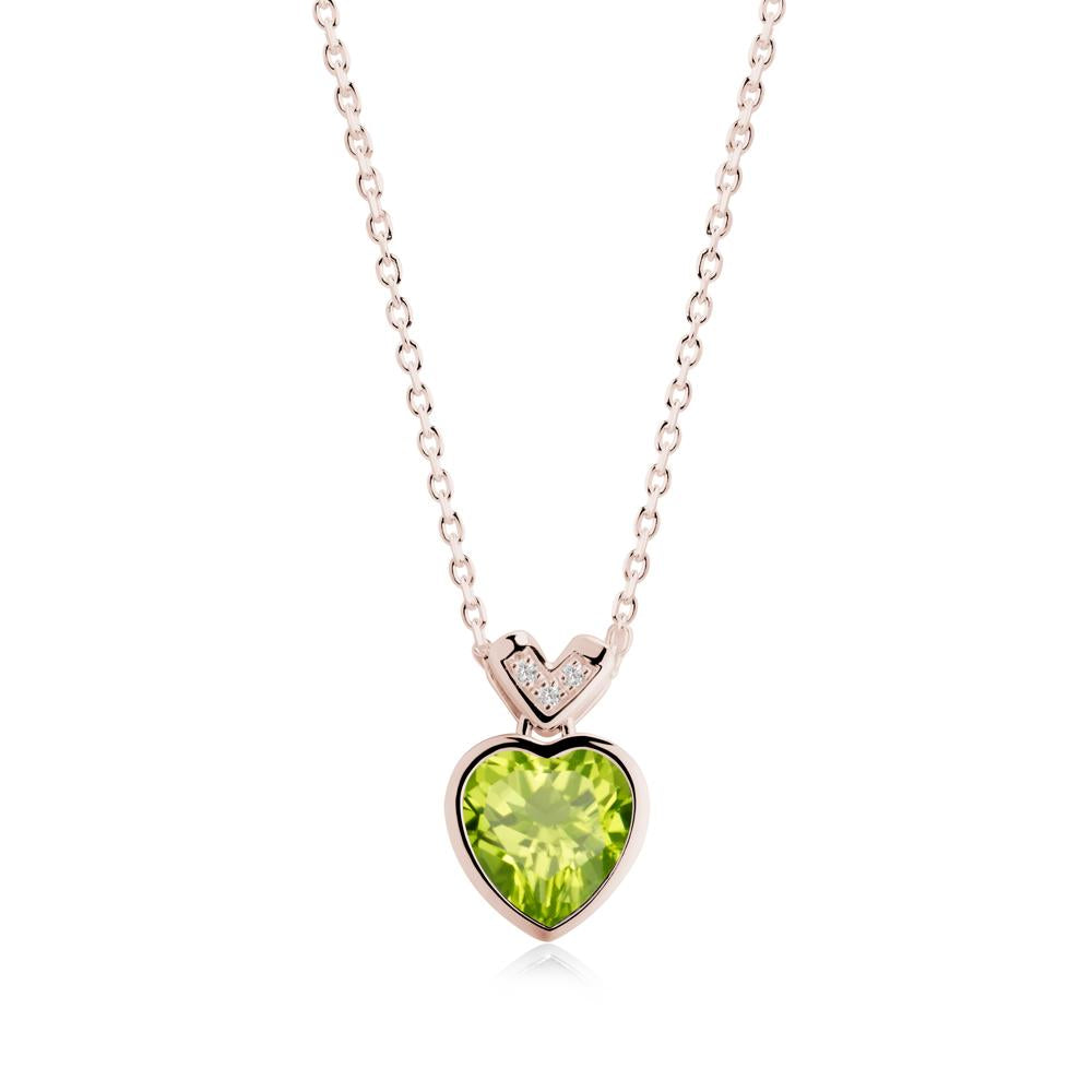 Heart-Cut Peridot Necklace with Chevron - LUO Jewelry #metal_14k rose gold