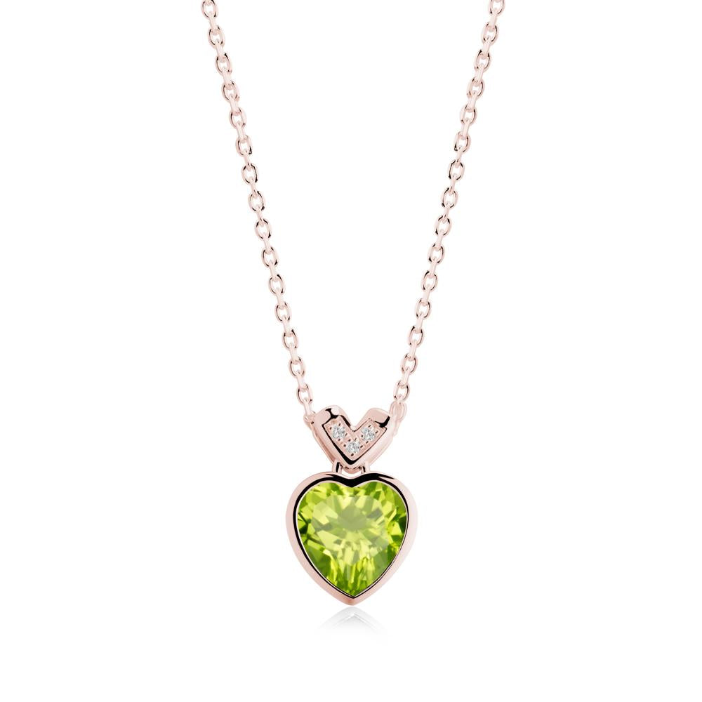 Heart-Cut Peridot Necklace with Chevron - LUO Jewelry #metal_18k rose gold