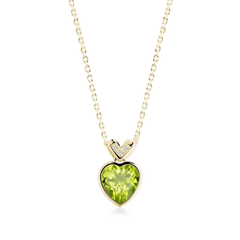 Heart-Cut Peridot Necklace with Chevron - LUO Jewelry #metal_18k yellow gold