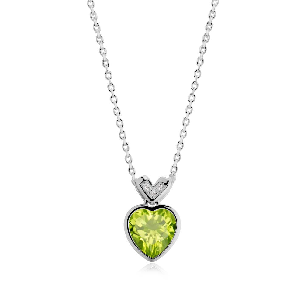 Heart-Cut Peridot Necklace with Chevron - LUO Jewelry #metal_platinum