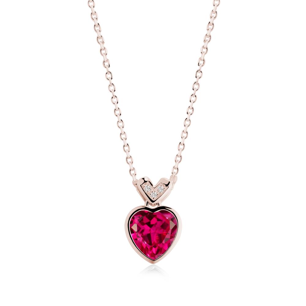 Heart-Cut Ruby Necklace with Chevron - LUO Jewelry #metal_14k rose gold