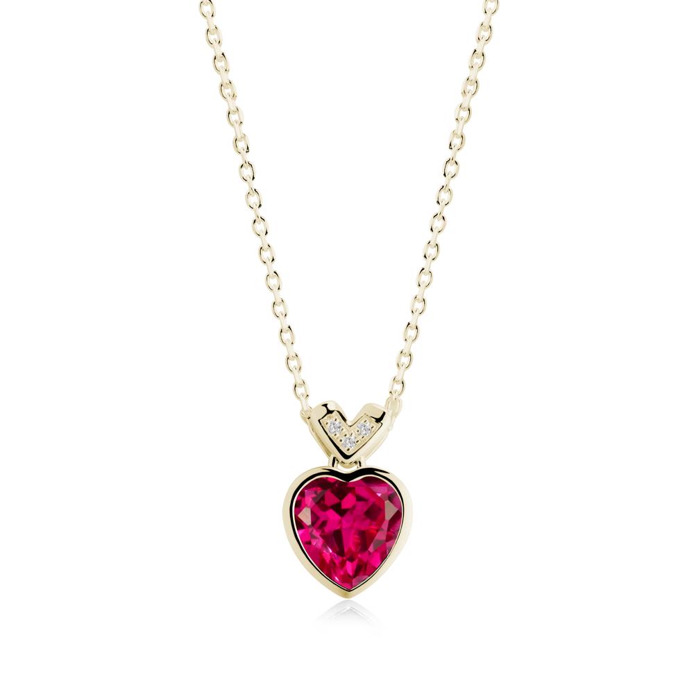 Heart-Cut Ruby Necklace with Chevron - LUO Jewelry #metal_14k yellow gold