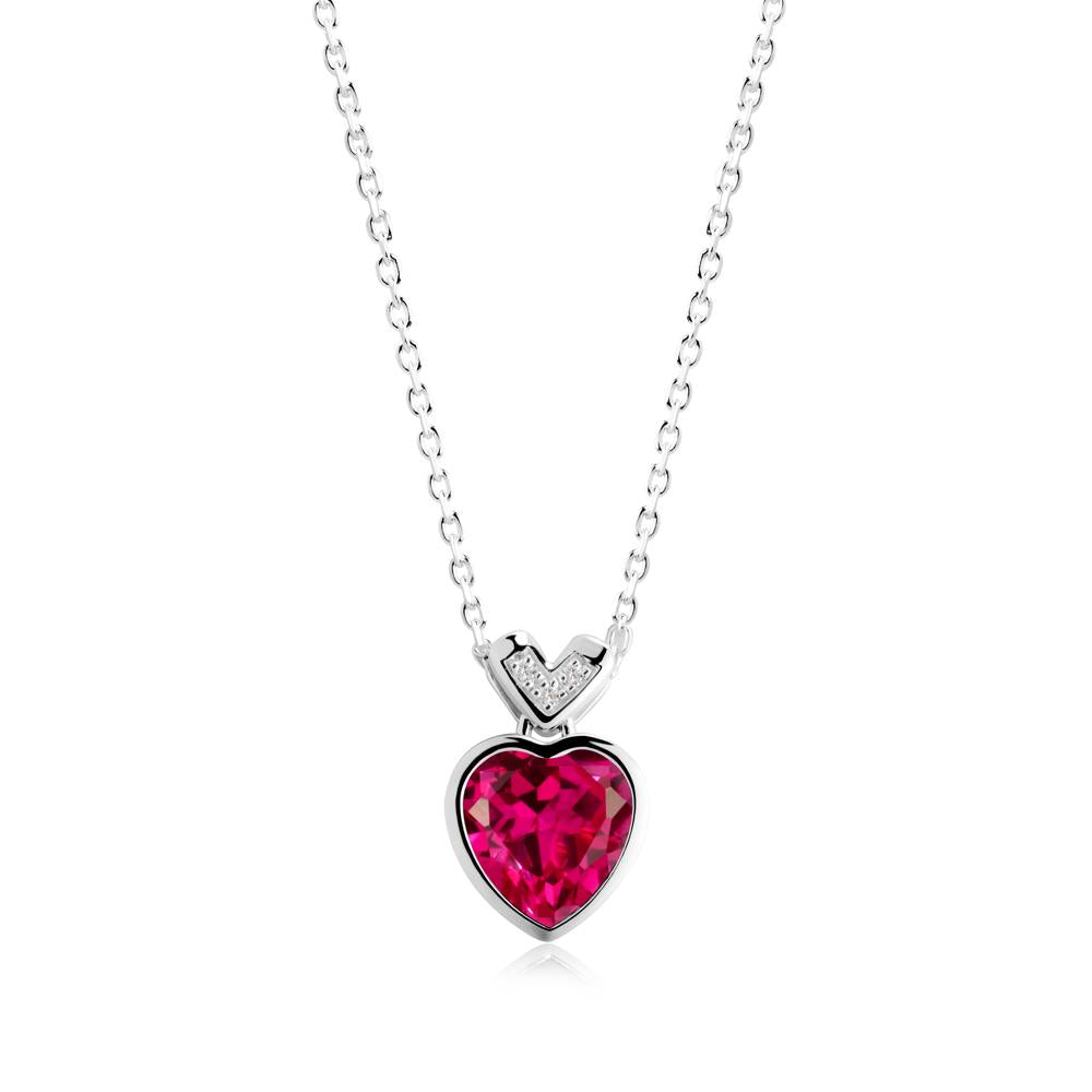 Heart-Cut Ruby Necklace with Chevron - LUO Jewelry #metal_sterling silver