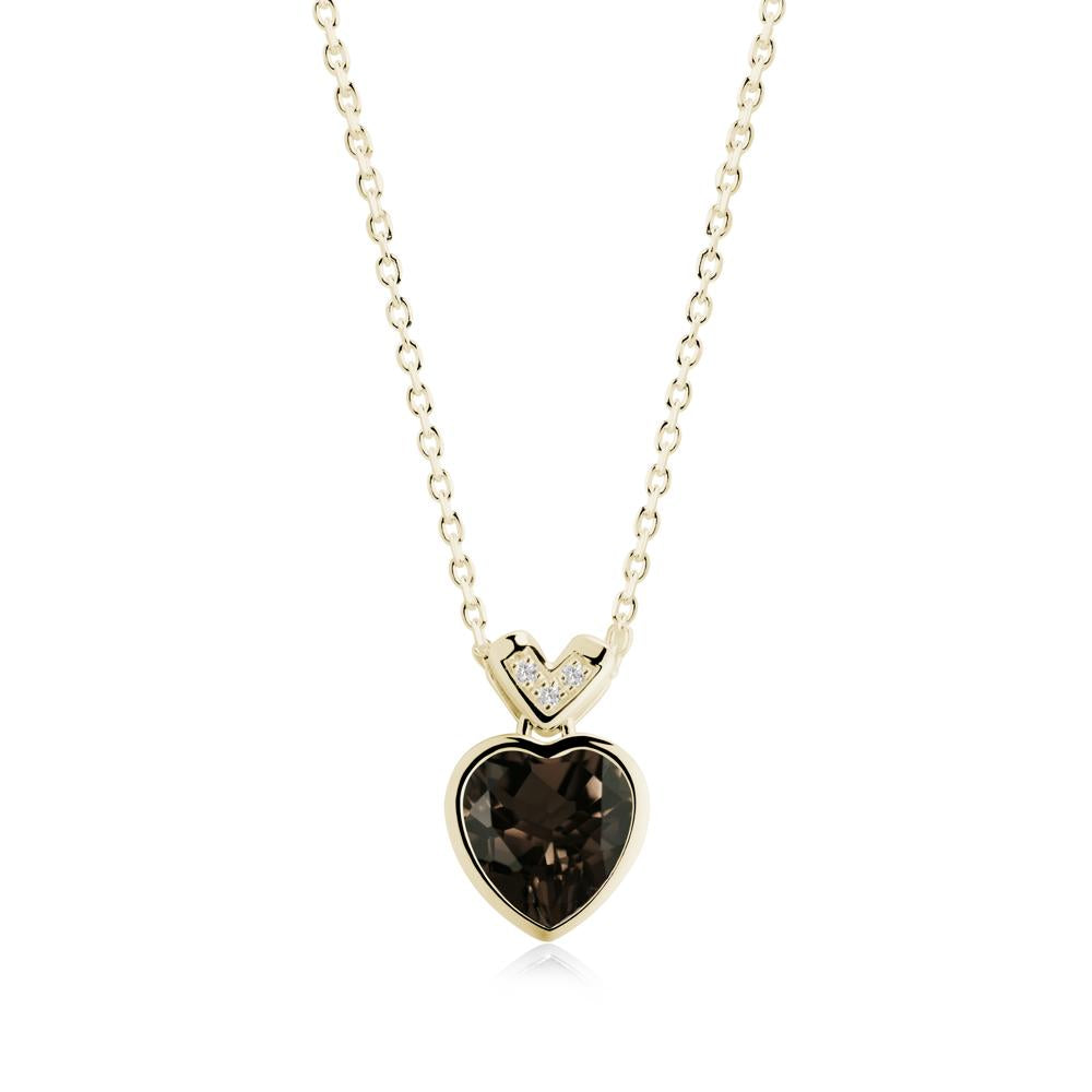 Heart-Cut Smoky Quartz Necklace with Chevron - LUO Jewelry #metal_14k yellow gold