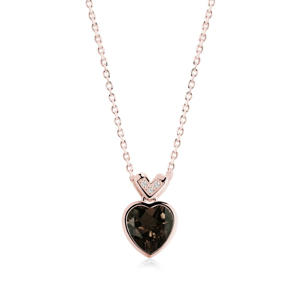 Heart-Cut Smoky Quartz Necklace with Chevron - LUO Jewelry #metal_18k rose gold