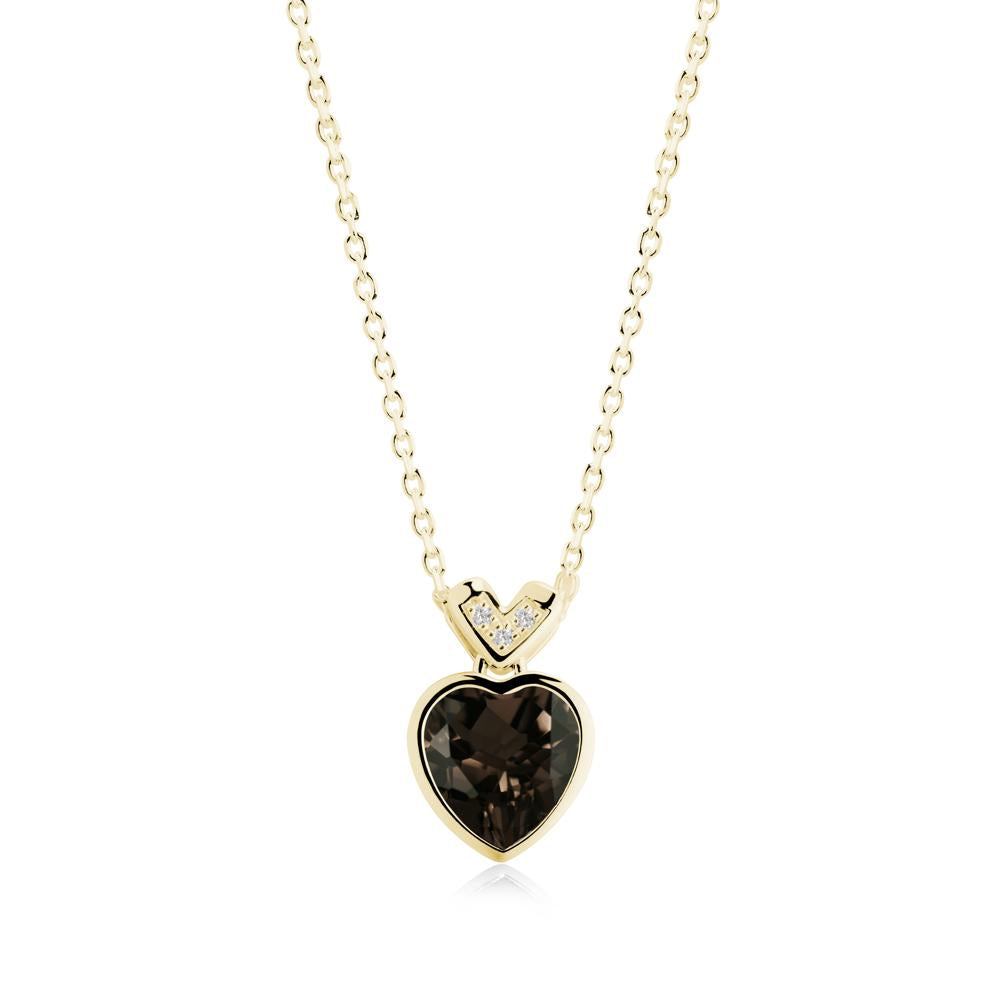 Heart-Cut Smoky Quartz Necklace with Chevron - LUO Jewelry #metal_18k yellow gold