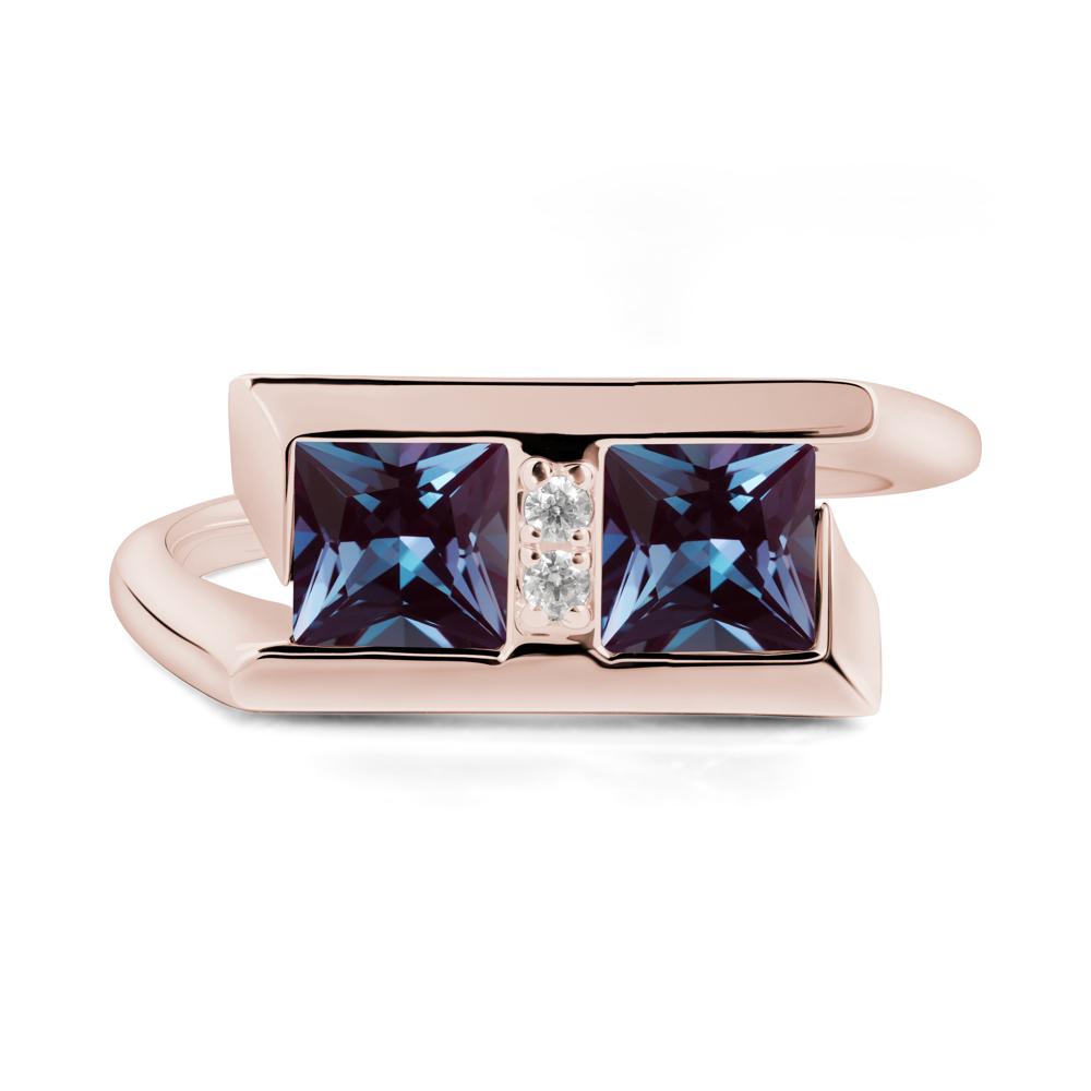 Double Stone Alexandrite Tension Ring - LUO Jewelry #metal_14k rose gold