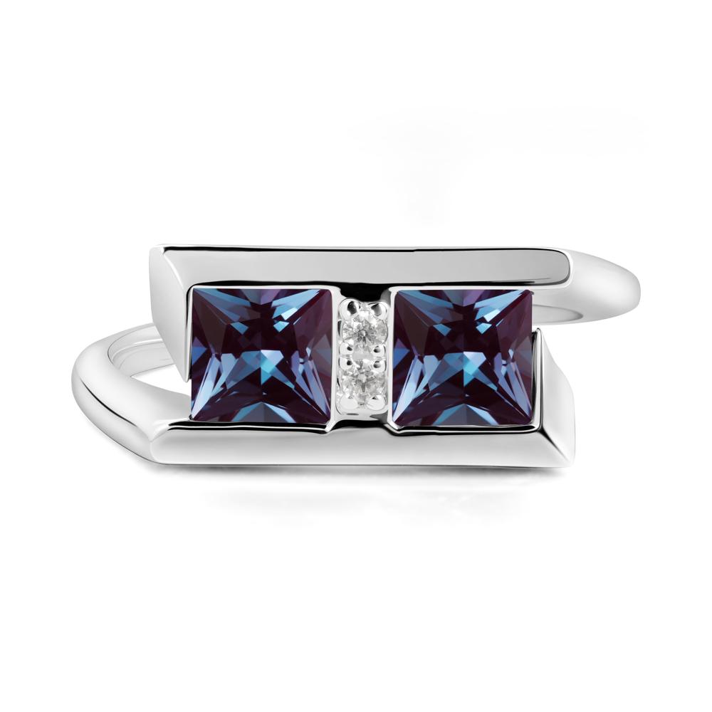 Double Stone Alexandrite Tension Ring - LUO Jewelry #metal_18k white gold