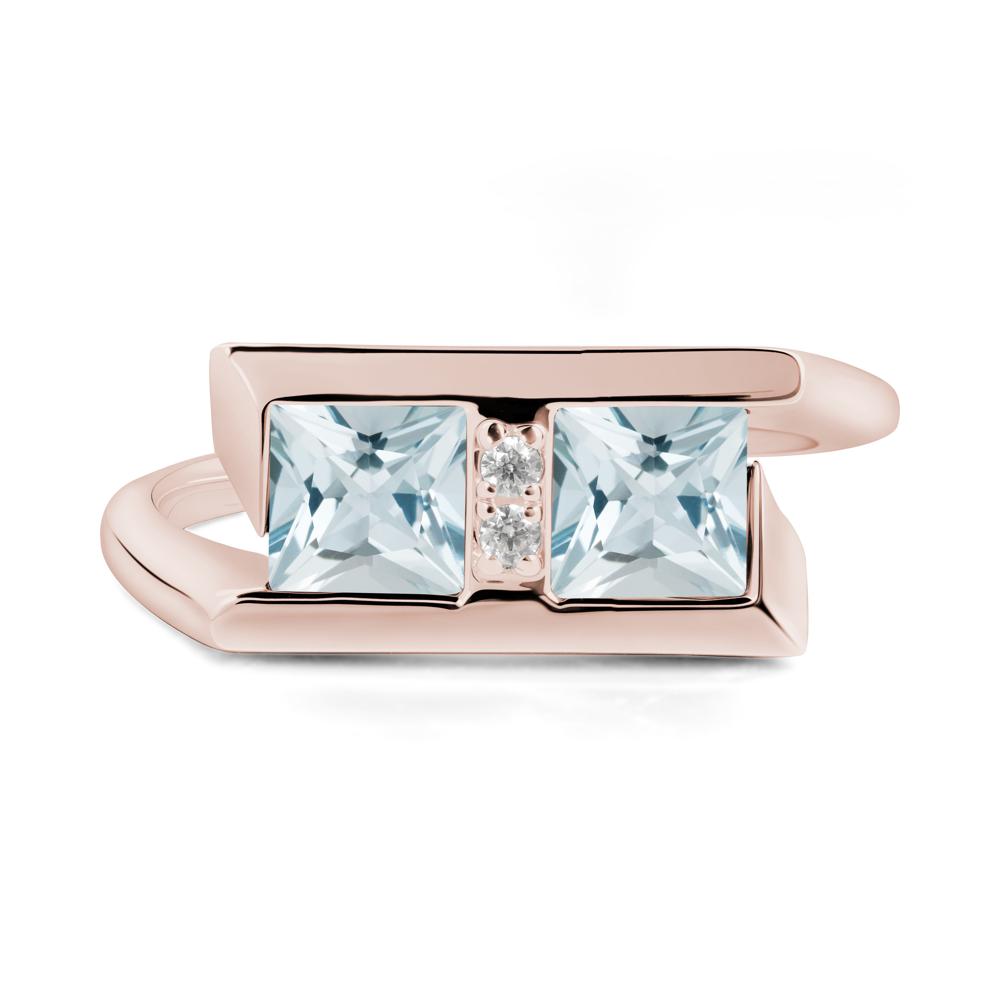 Toi Et Moi  Square Aquamarine Ring - LUO Jewelry #metal_14k rose gold