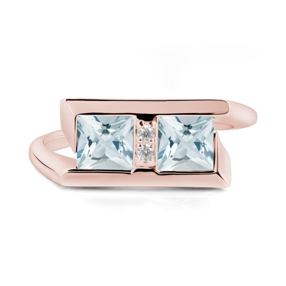 Toi Et Moi  Square Aquamarine Ring - LUO Jewelry #metal_18k rose gold
