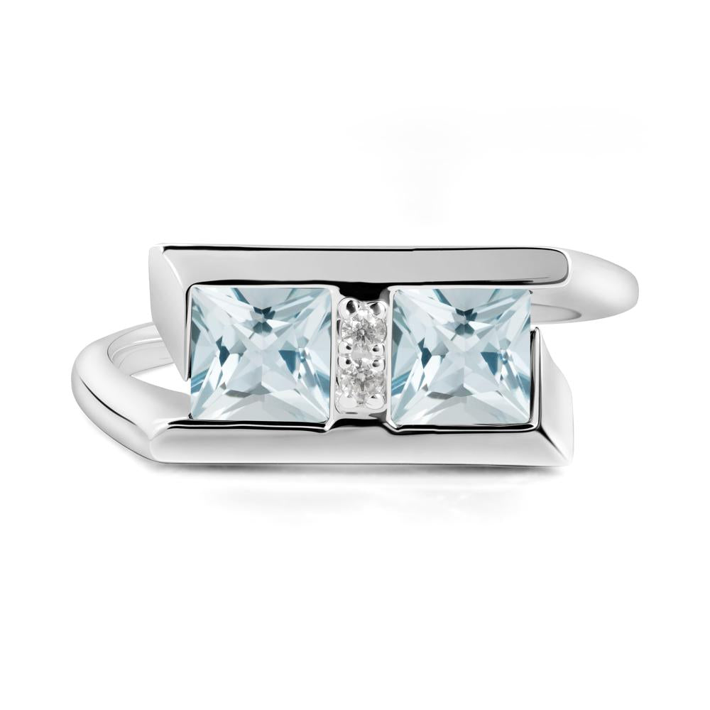Toi Et Moi  Square Aquamarine Ring - LUO Jewelry #metal_18k white gold