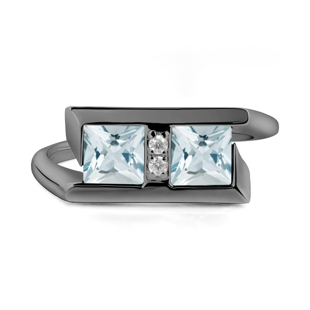 Toi Et Moi  Square Aquamarine Ring - LUO Jewelry #metal_black finish sterling silver