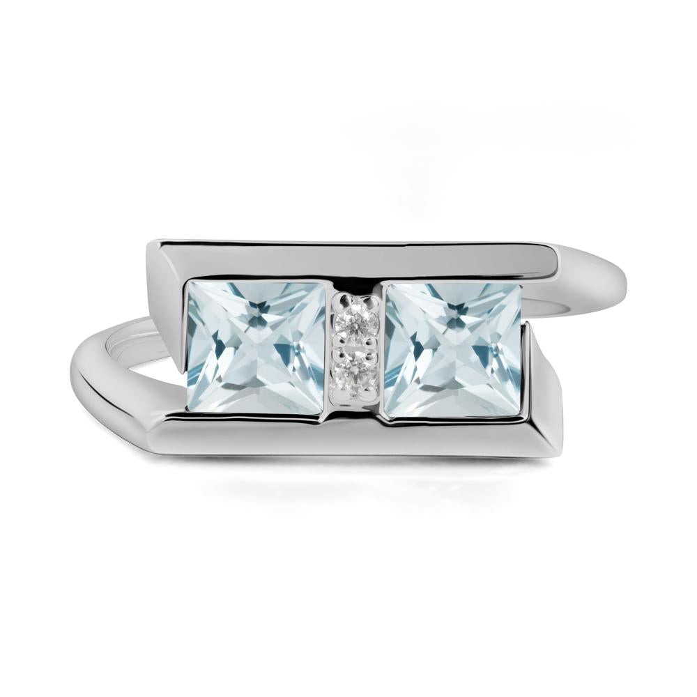 Toi Et Moi  Square Aquamarine Ring - LUO Jewelry #metal_platinum