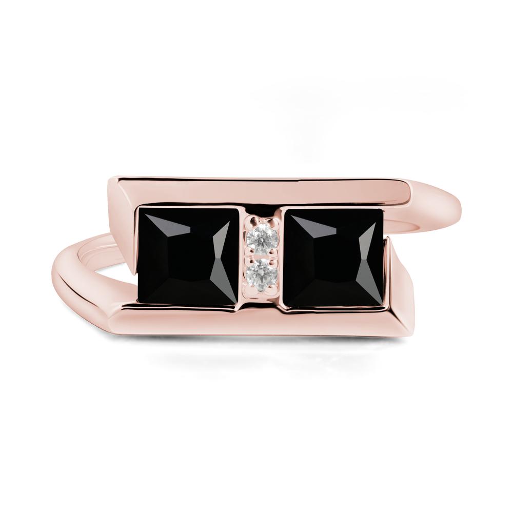 Double Stone Black Spinel Tension Ring - LUO Jewelry #metal_18k rose gold