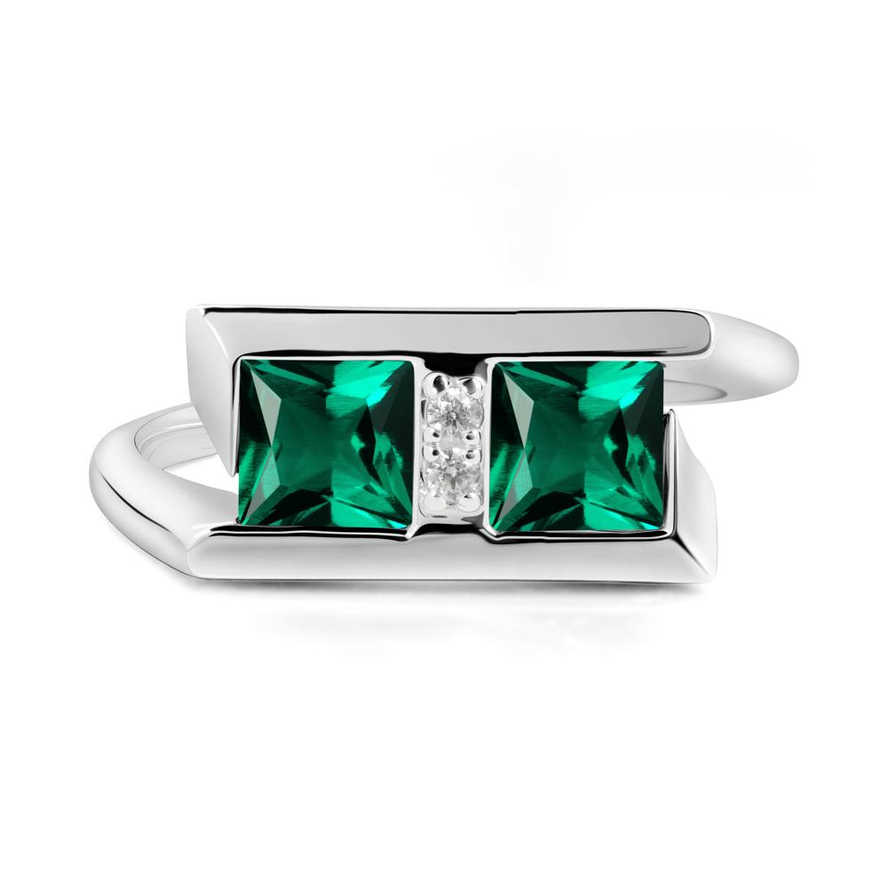 Square Emerald Toi Et Moi Ring - LUO Jewelry #metal_14k white gold
