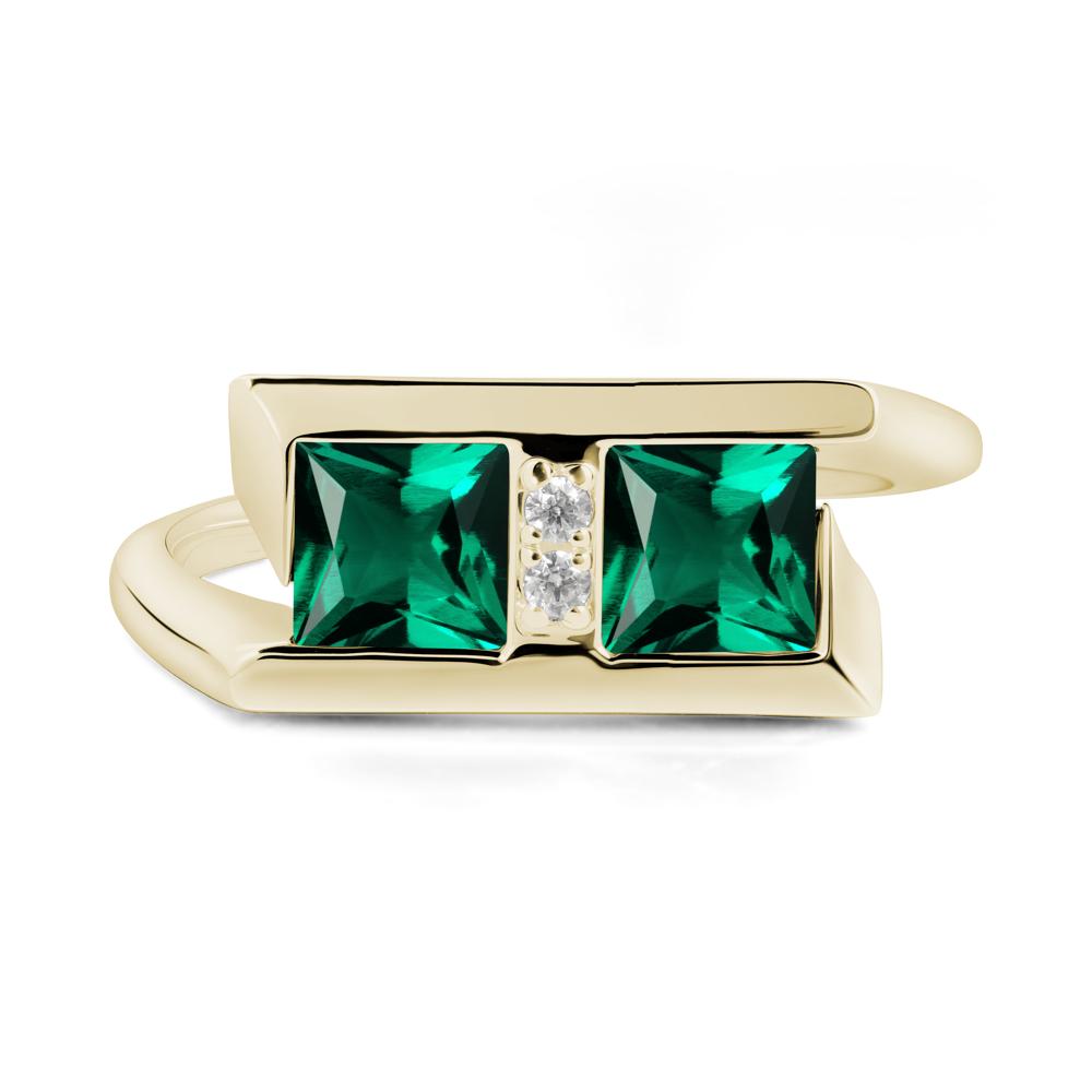 Square Emerald Toi Et Moi Ring - LUO Jewelry #metal_14k yellow gold