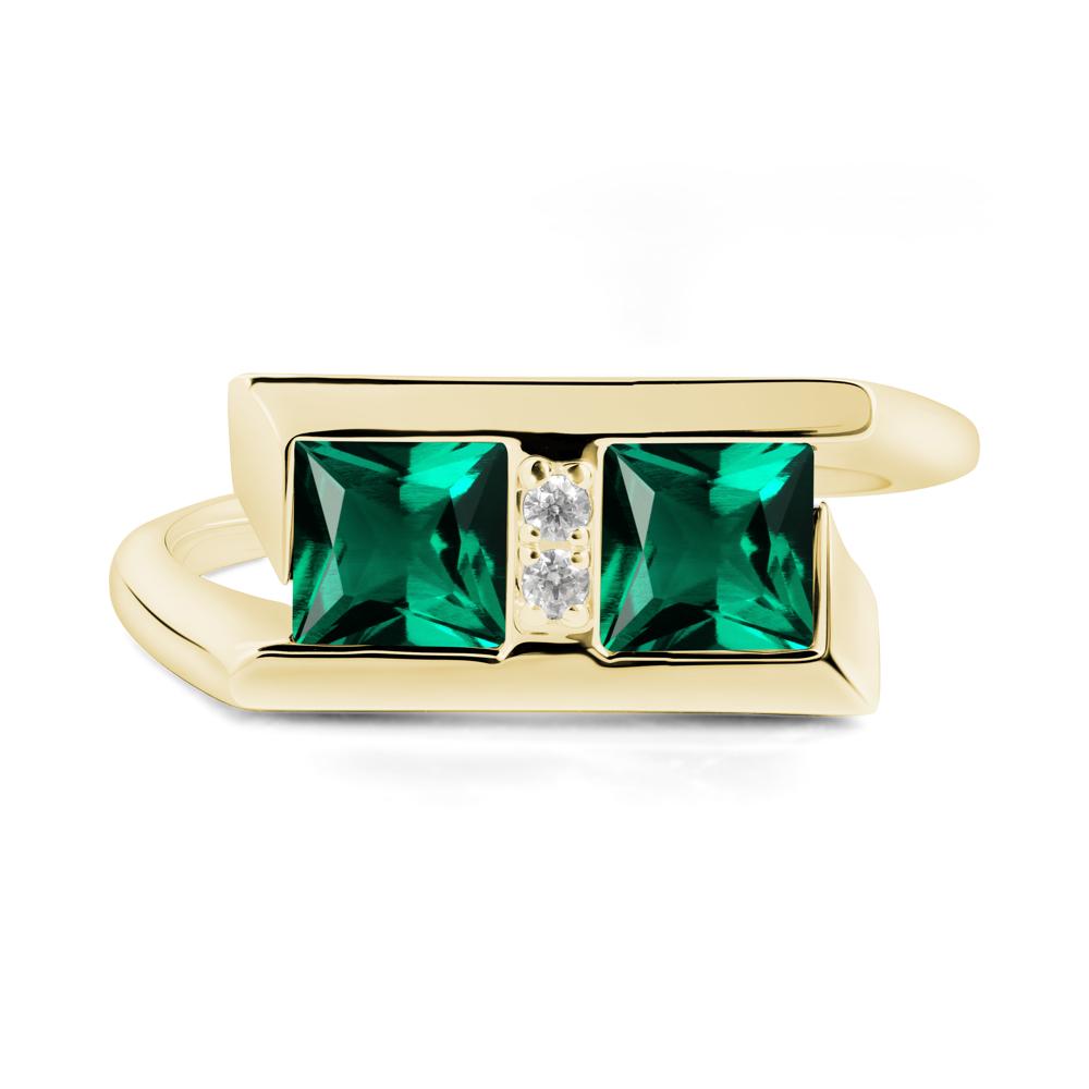 Square Emerald Toi Et Moi Ring - LUO Jewelry #metal_18k yellow gold