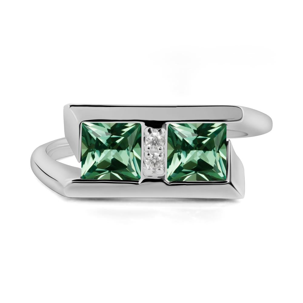 Toi Et Moi  Square Green Sapphire Ring - LUO Jewelry #metal_platinum