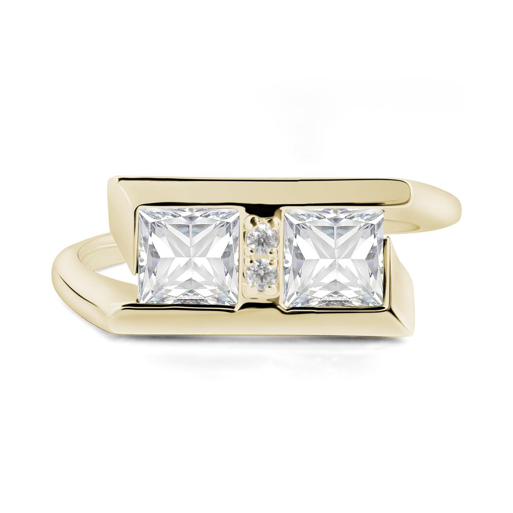 Square Moissanite Toi Et Moi Ring - LUO Jewelry #metal_14k yellow gold