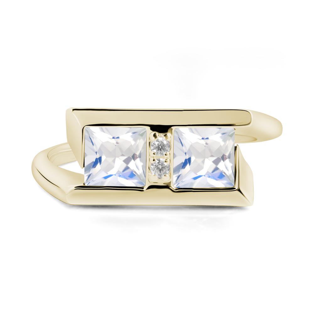 Double Stone Moonstone Tension Ring - LUO Jewelry #metal_14k yellow gold