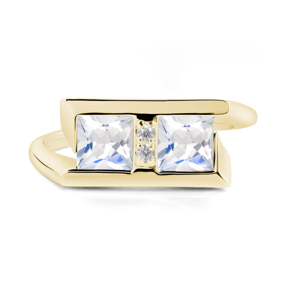 Double Stone Moonstone Tension Ring - LUO Jewelry #metal_18k yellow gold