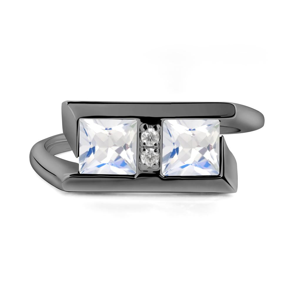Double Stone Moonstone Tension Ring - LUO Jewelry #metal_black finish sterling silver
