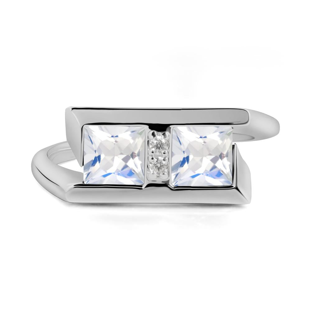 Double Stone Moonstone Tension Ring - LUO Jewelry #metal_platinum