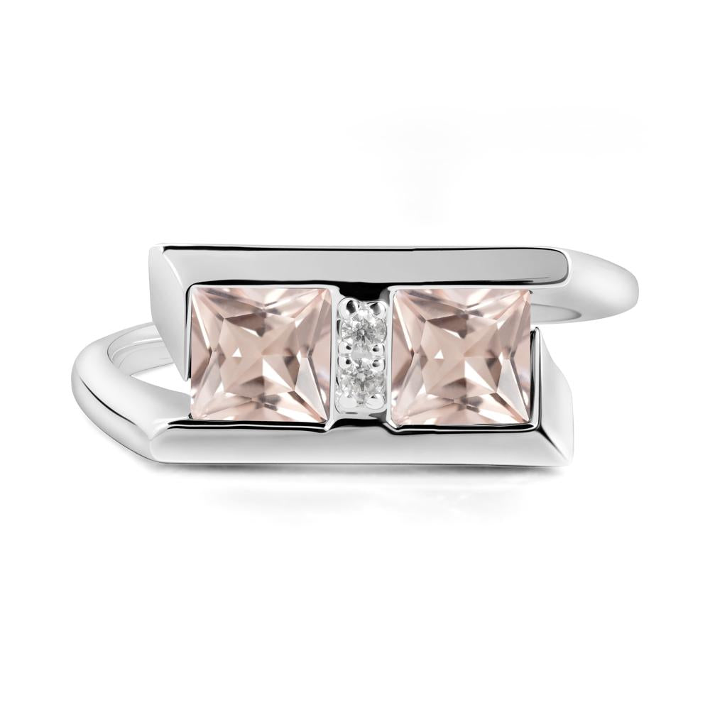 Toi Et Moi  Square Morganite Ring - LUO Jewelry #metal_18k white gold