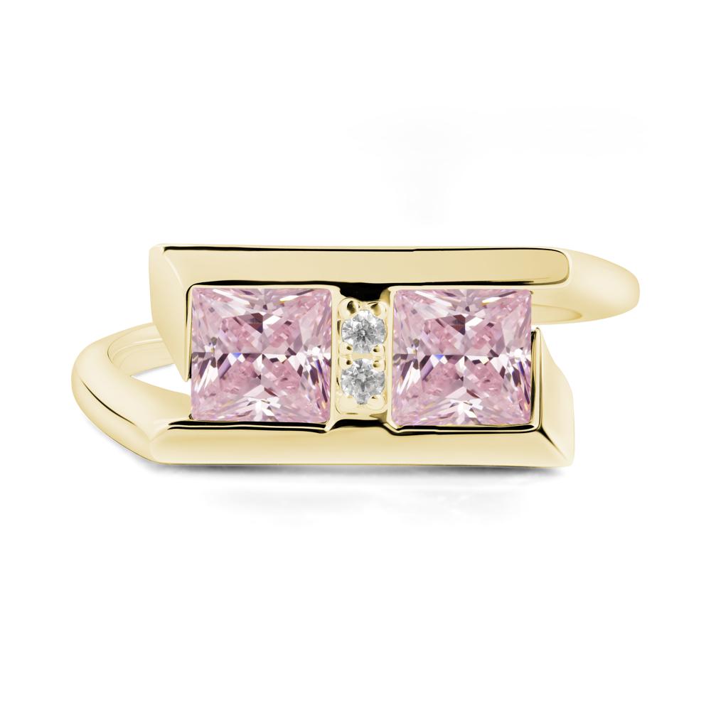 Double Stone Pink Cubic Zirconia Tension Ring - LUO Jewelry #metal_18k yellow gold