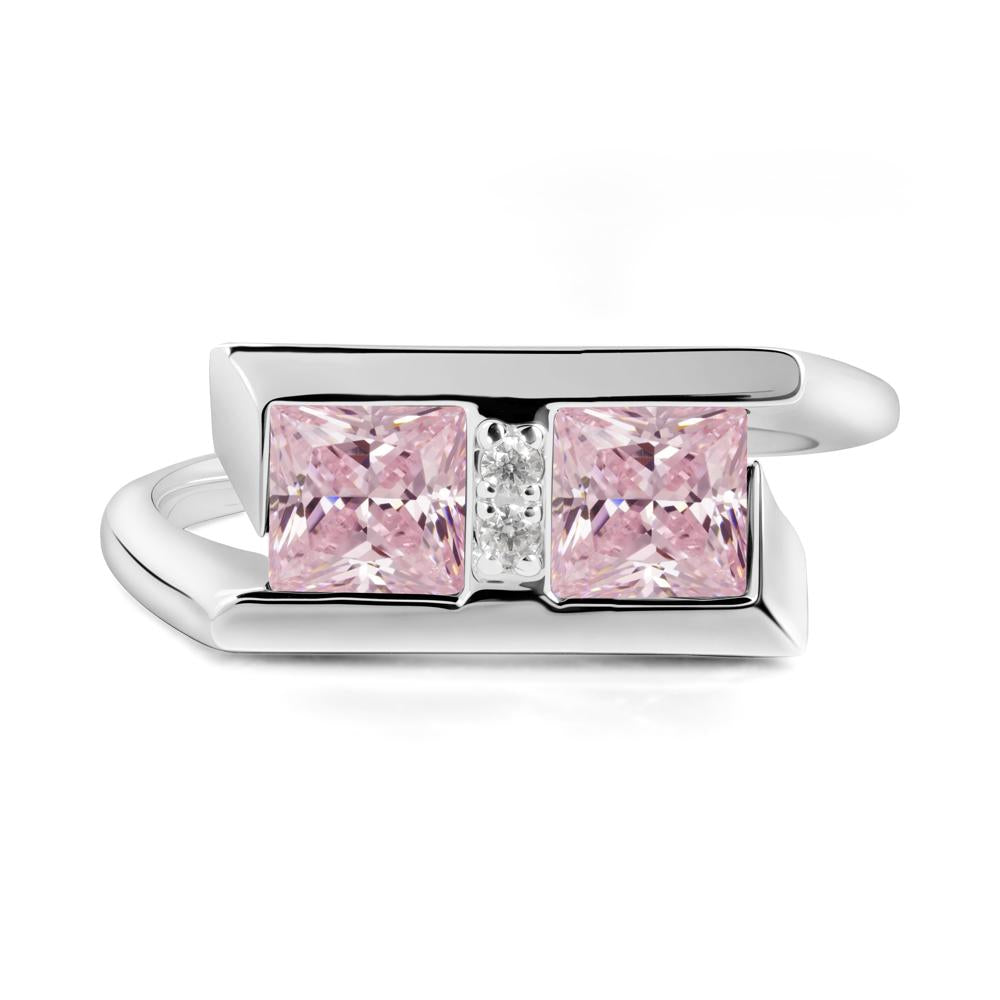 Double Stone Pink Cubic Zirconia Tension Ring - LUO Jewelry #metal_sterling silver