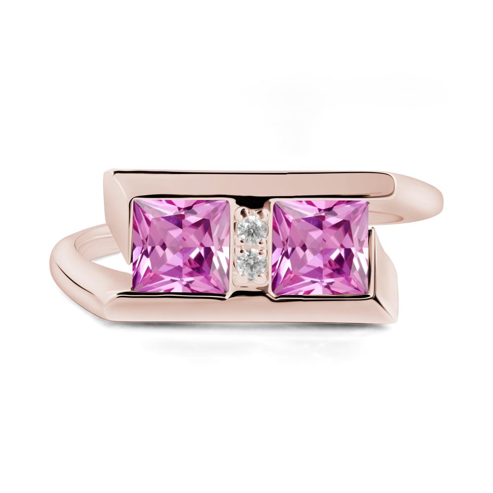 Double Stone Pink Sapphire Tension Ring - LUO Jewelry #metal_14k rose gold