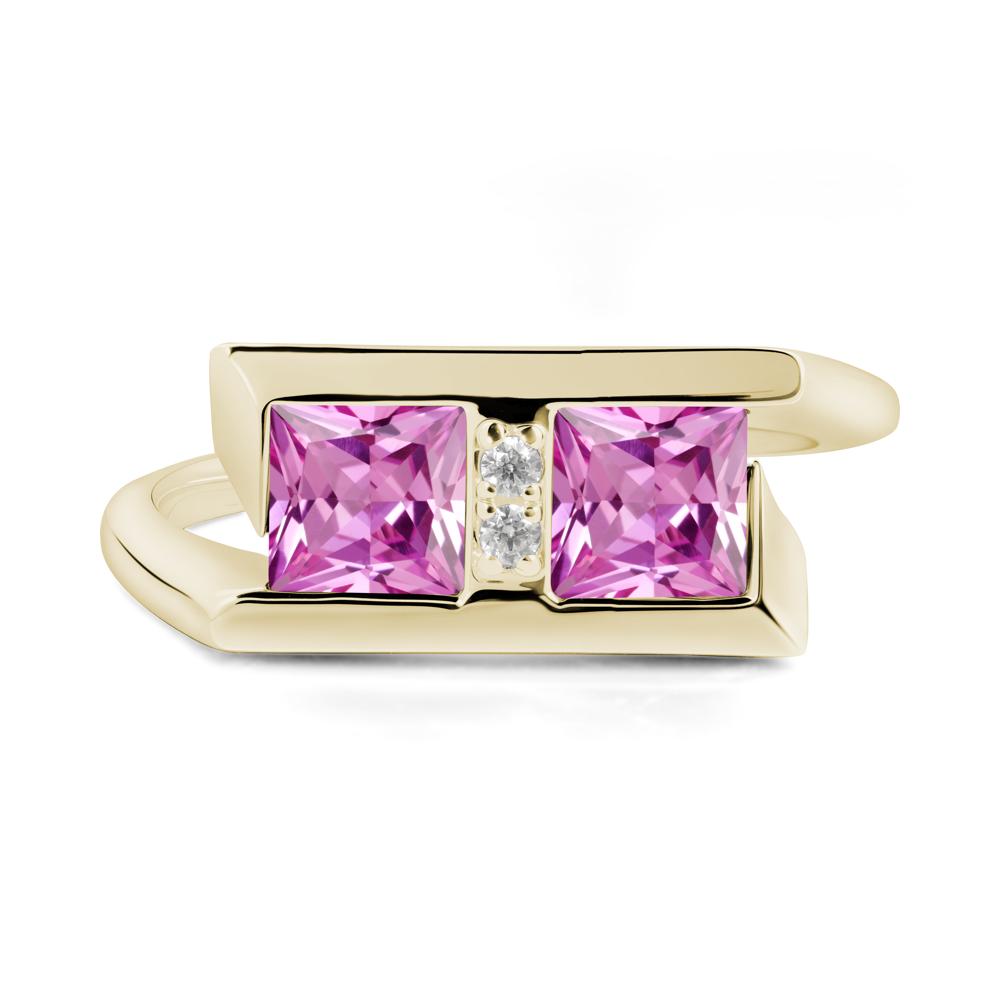 Double Stone Pink Sapphire Tension Ring - LUO Jewelry #metal_14k yellow gold