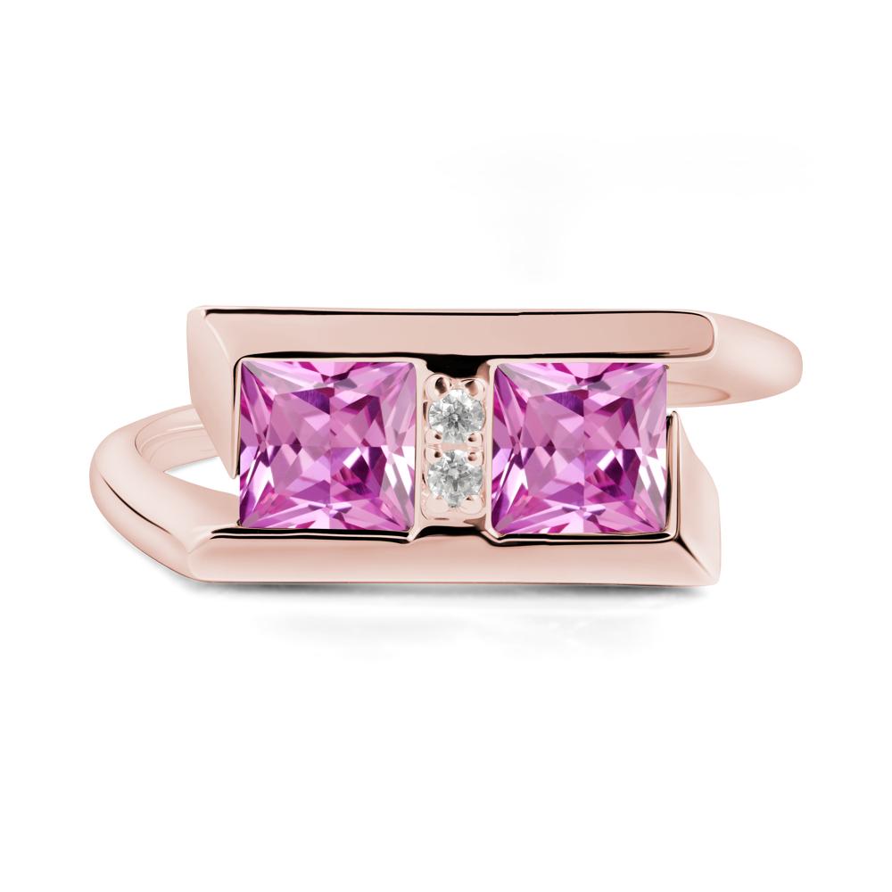 Double Stone Pink Sapphire Tension Ring - LUO Jewelry #metal_18k rose gold