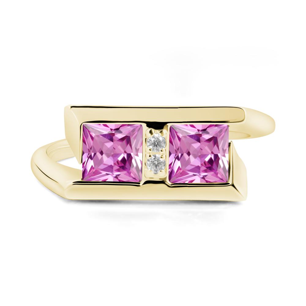 Double Stone Pink Sapphire Tension Ring - LUO Jewelry #metal_18k yellow gold
