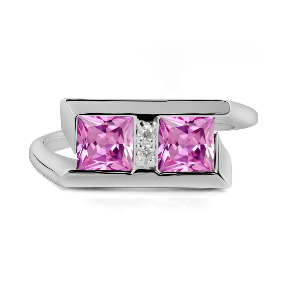 Double Stone Pink Sapphire Tension Ring - LUO Jewelry #metal_platinum
