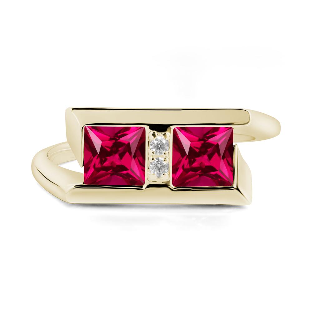 Square Ruby Toi Et Moi Ring - LUO Jewelry #metal_14k yellow gold