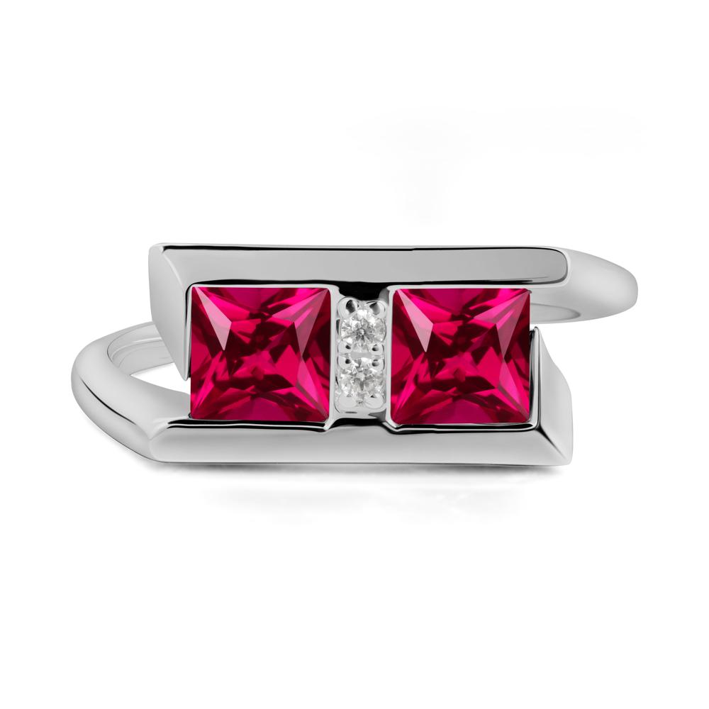 Square Ruby Toi Et Moi Ring - LUO Jewelry #metal_platinum