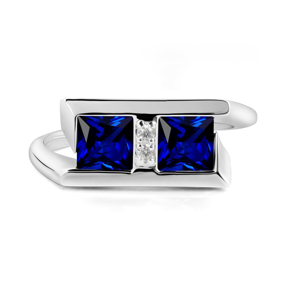Square Sapphire Toi Et Moi Ring - LUO Jewelry #metal_14k white gold