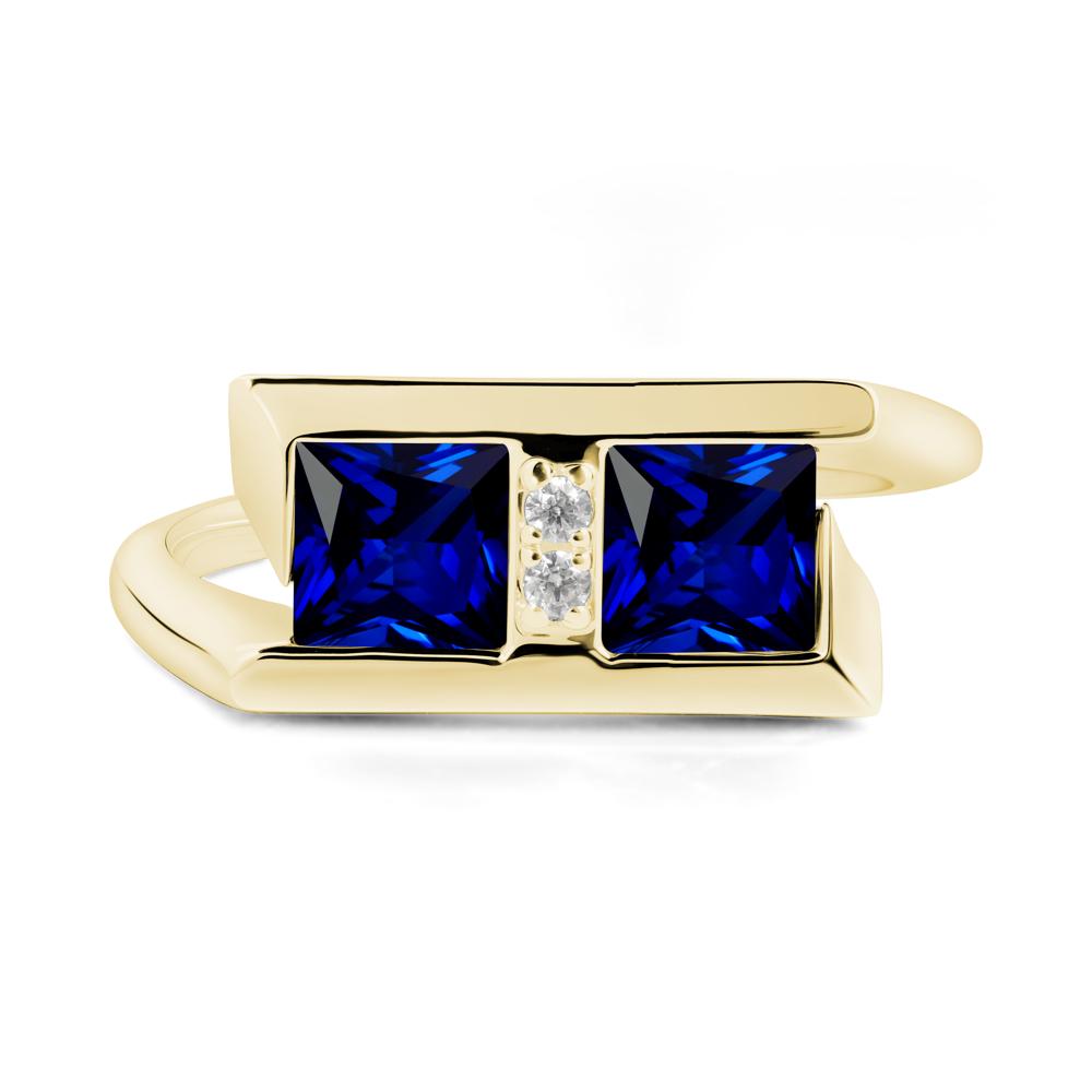 Square Sapphire Toi Et Moi Ring - LUO Jewelry #metal_18k yellow gold