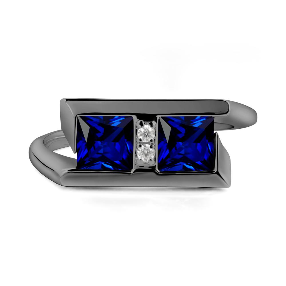 Square Sapphire Toi Et Moi Ring - LUO Jewelry #metal_black finish sterling silver