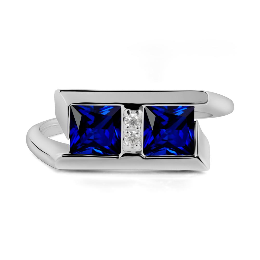 Square Sapphire Toi Et Moi Ring - LUO Jewelry #metal_platinum
