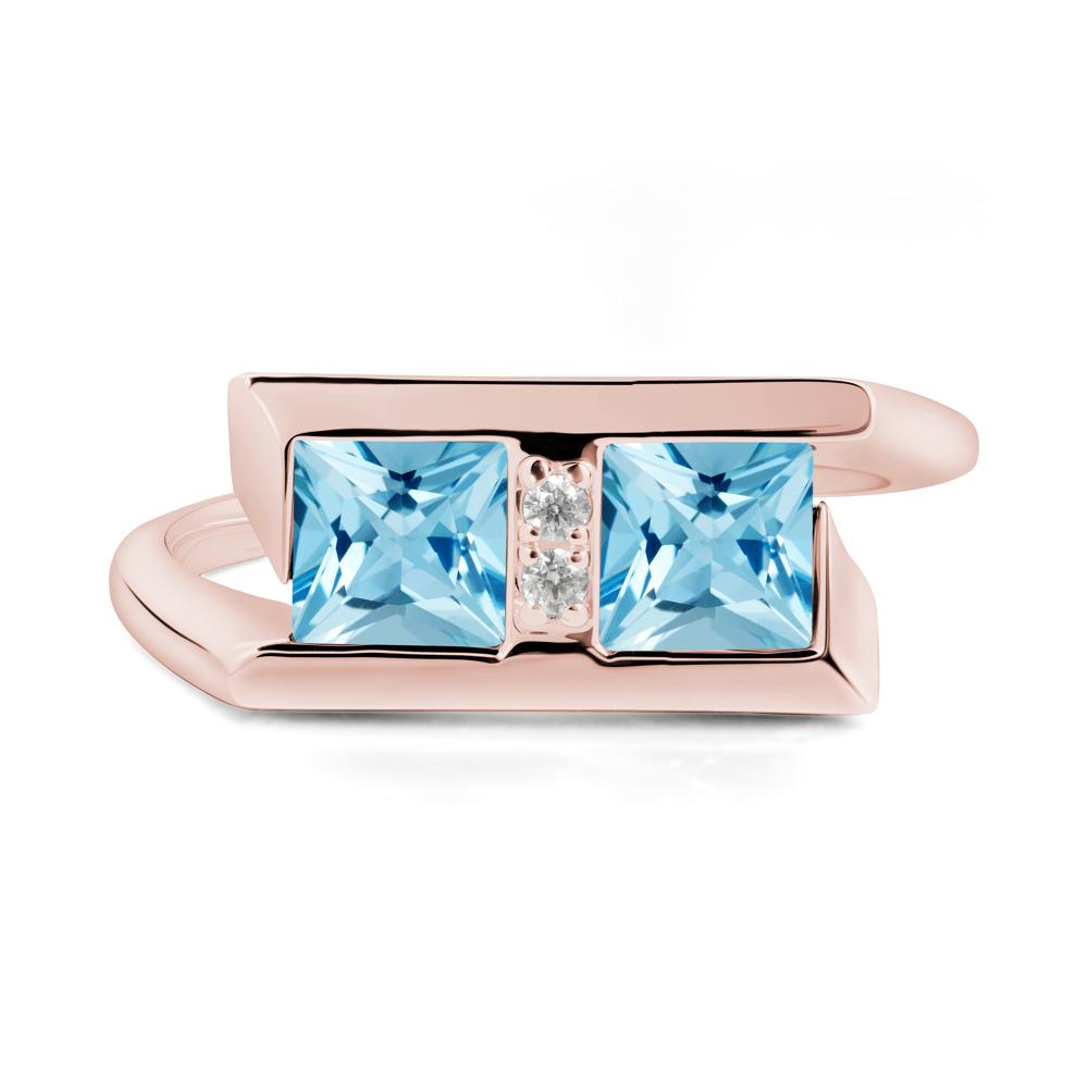 Double Stone Swiss Blue Topaz Tension Ring - LUO Jewelry #metal_18k rose gold
