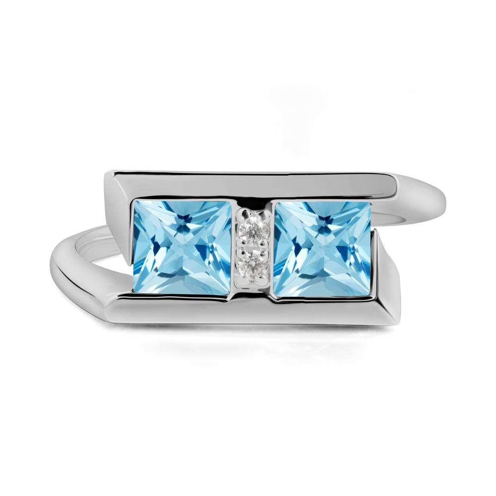 Double Stone Swiss Blue Topaz Tension Ring - LUO Jewelry #metal_platinum