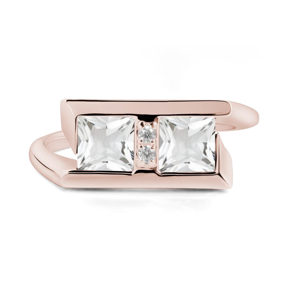 Toi Et Moi  Square White Topaz Ring - LUO Jewelry #metal_14k rose gold