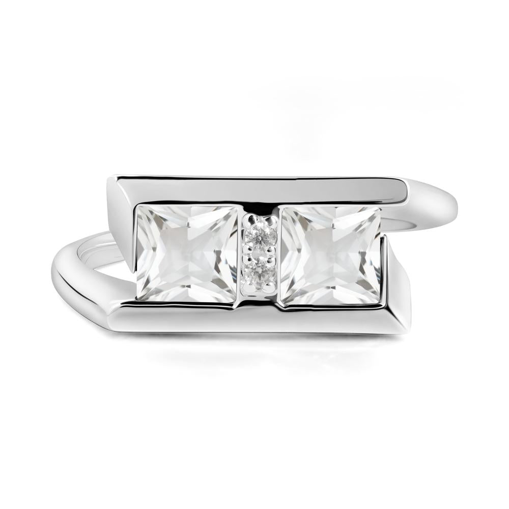 Toi Et Moi  Square White Topaz Ring - LUO Jewelry #metal_14k white gold