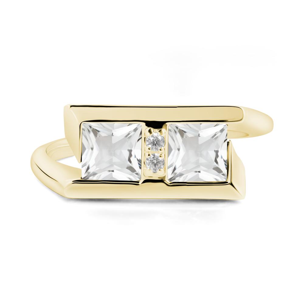 Toi Et Moi  Square White Topaz Ring - LUO Jewelry #metal_18k yellow gold