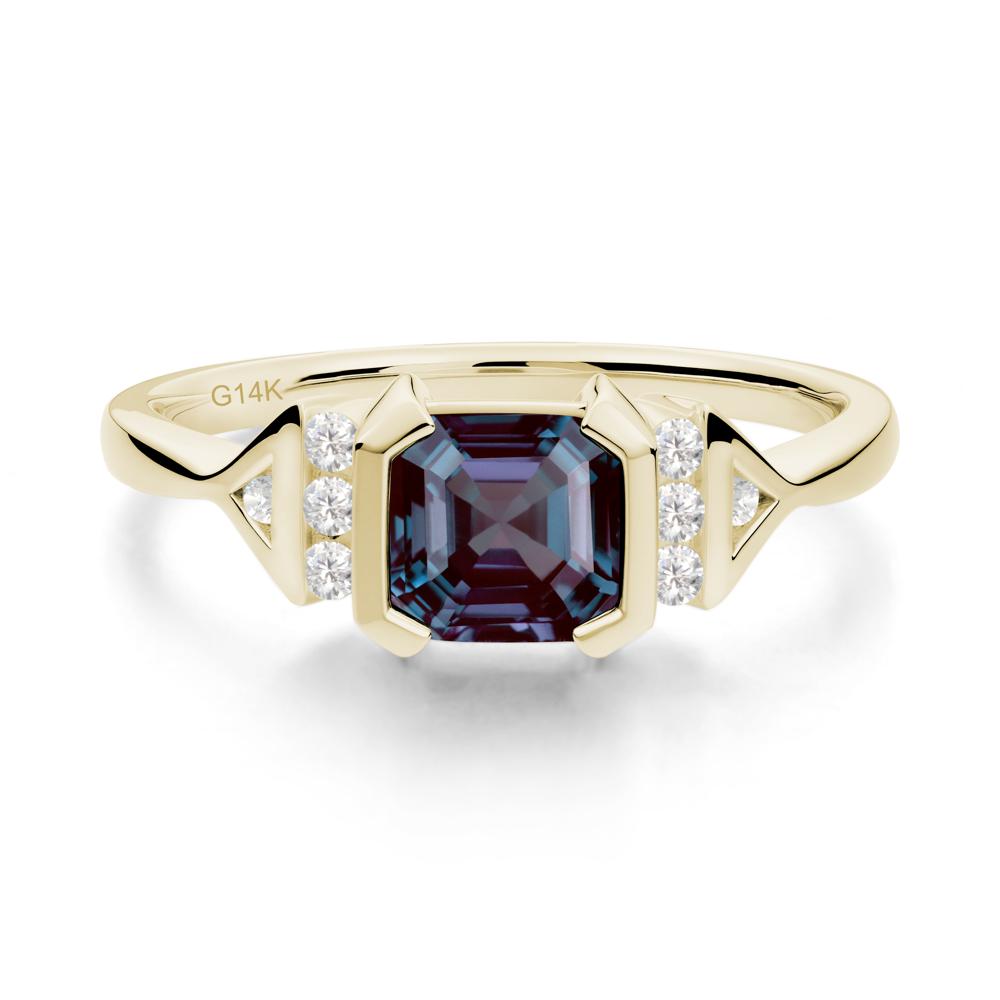 Statement Asscher Cut Alexandrite Ring - LUO Jewelry #metal_14k yellow gold