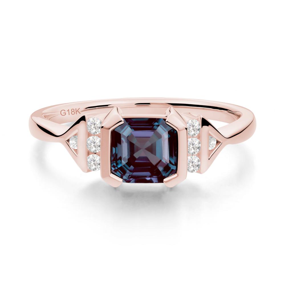 Statement Asscher Cut Alexandrite Ring - LUO Jewelry #metal_18k rose gold