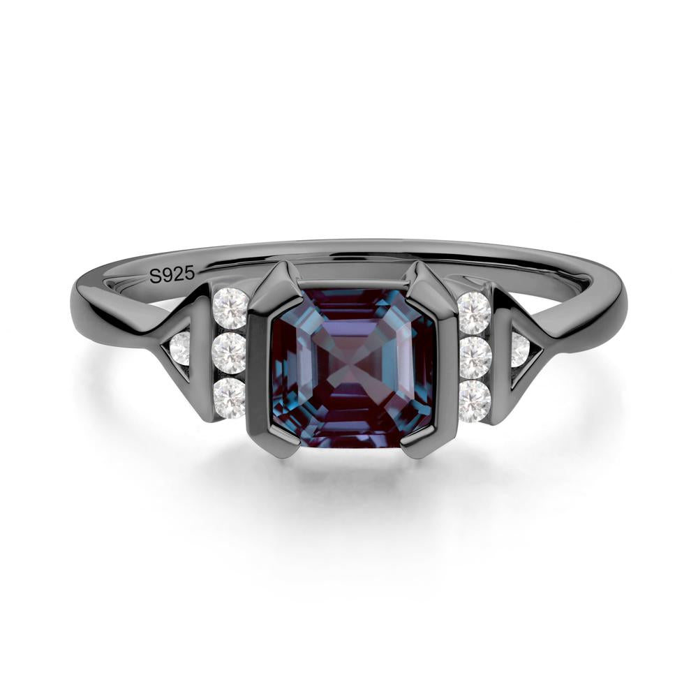 Statement Asscher Cut Alexandrite Ring - LUO Jewelry #metal_black finish sterling silver