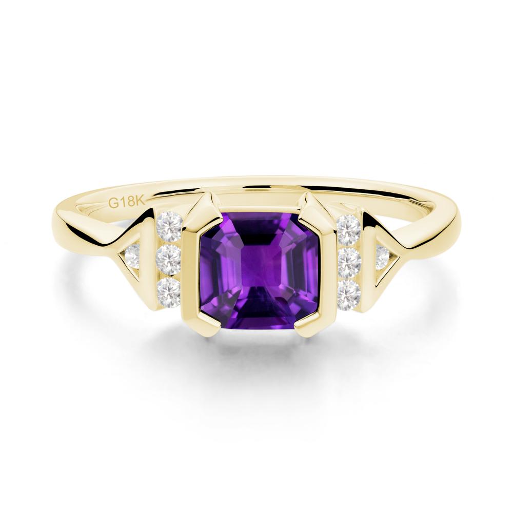 Unique Asscher Cut Amethyst Statement Ring - LUO Jewelry #metal_18k yellow gold